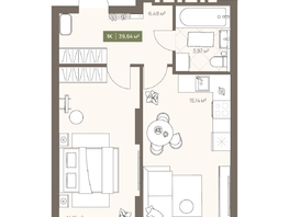 Продается 1-комнатная квартира ЖК НОВА на Московском, 39.64  м², 6409788 рублей