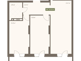 Продается 2-комнатная квартира ЖК НОВА на Московском, 62.35  м&sup2;, 9646917 рублей