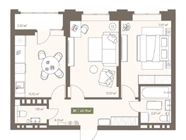 Продается 2-комнатная квартира ЖК НОВА на Московском, 49.78  м&sup2;, 8835950 рублей