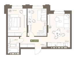 Продается 2-комнатная квартира ЖК НОВА на Московском, 54.74  м², 8101520 рублей
