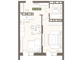 Продается 1-комнатная квартира ЖК НОВА на Московском, 43.38  м², 6858378 рублей