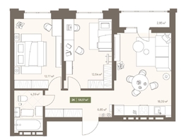 Продается 2-комнатная квартира ЖК НОВА на Московском, 56.17  м&sup2;, 9110221 рублей