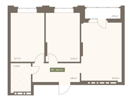 Продается 2-комнатная квартира ЖК НОВА на Московском, 56.17  м&sup2;, 9604517 рублей