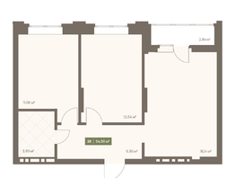 Продается 2-комнатная квартира ЖК НОВА на Московском, 54.5  м&sup2;, 9494850 рублей