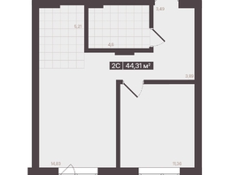Продается 2-комнатная квартира  Жилой квартал «Моне», 44.31  м&sup2;, 7057287 рублей