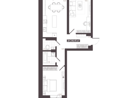 Продается 2-комнатная квартира  Жилой квартал «Моне», 66.45  м², 9530259 рублей