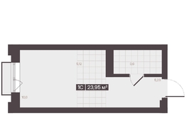 Продается 1-комнатная квартира  Жилой квартал «Моне», 23.95  м&sup2;, 4406178 рублей