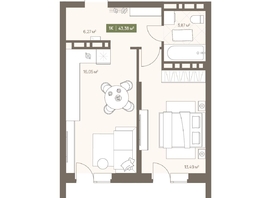 Продается 1-комнатная квартира ЖК НОВА на Московском, 43.38  м&sup2;, 8246538 рублей