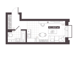 Продается 1-комнатная квартира  Жилой квартал «Моне», 28.17  м&sup2;, 4963855 рублей