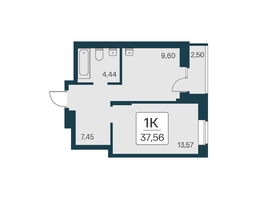 Продается 1-комнатная квартира ЖК Квартал на Игарской, дом 2 мон, 37.56 м², 5600000 рублей