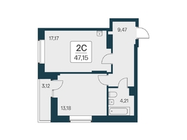 Продается 2-комнатная квартира ЖК Квартал на Игарской, дом 2 мон, 47.15 м², 7510000 рублей