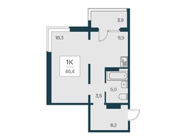Продается 1-комнатная квартира ЖК Квартал на Игарской, дом 4 пан, 46.4 м², 5450000 рублей