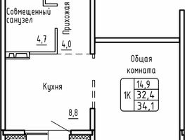 Продается 1-комнатная квартира ЖК Самоцветы, Бирюза дом 2, 34.1 м², 3850000 рублей