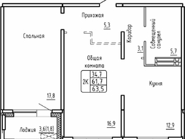Продается 2-комнатная квартира ЖК Самоцветы, Бирюза дом 2, 63.5 м², 6250000 рублей