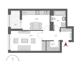Продается 1-комнатная квартира ЖК Дом Нобель, 42.75 м², 11750000 рублей