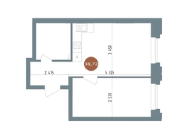 Продается 2-комнатная квартира ЖК 19/56 Кварталы Телецентра, сек 4, 38.72 м², 6810000 рублей