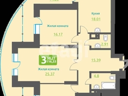 Продается 3-комнатная квартира ЖК Марсель, 6 этап, 98 м², 22000000 рублей