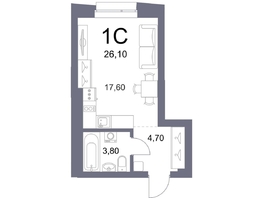 Продается Студия ЖК Lemont (Лемонт), башня Marée, 26.1 м², 6237300 рублей