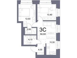 Продается 3-комнатная квартира ЖК Lemont (Лемонт), башня Marée, 50.6 м², 11173800 рублей