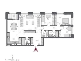 Продается 4-комнатная квартира ЖК Дом Нобель, 121.9 м², 30600000 рублей