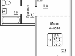 Продается 1-комнатная квартира ЖК Самоцветы, Бирюза дом 1, 32.6 м², 3750000 рублей