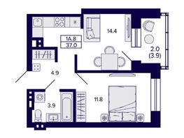 Продается 1-комнатная квартира ЖК Сподвижники, 37  м², 5600000 рублей
