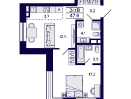 Продается 2-комнатная квартира ЖК Citatum (Цитатум), 47.6 м², 8250000 рублей