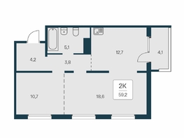 Продается 2-комнатная квартира ЖК Квартал на Игарской, дом 3 пан, 59.2 м², 7350000 рублей