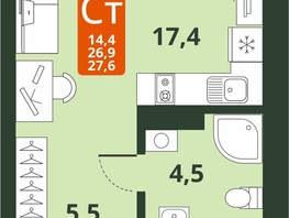 Продается Студия ЖК Тайгинский парк, дом 4, 27.6 м², 4860000 рублей
