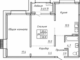 Продается 2-комнатная квартира ЖК Гренландия, Лес дом №5, 58.8 м², 6870000 рублей