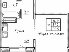 Продается 1-комнатная квартира ЖК Гренландия, Лес дом №5, 33.5 м², 4620000 рублей