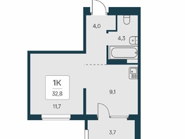 Продается 1-комнатная квартира ЖК Квартал на Игарской, дом 3 пан с2, 32.8 м², 5000000 рублей