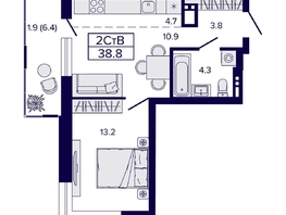 Продается 2-комнатная квартира ЖК Luna (Луна), 38.8 м², 6990000 рублей
