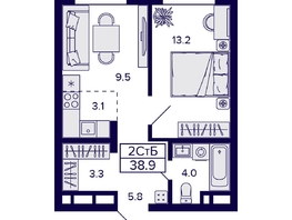Продается 2-комнатная квартира ЖК Citatum (Цитатум), 38.9 м², 6600000 рублей