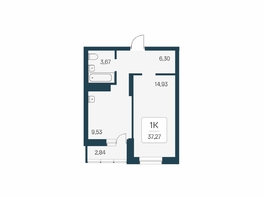 Продается 1-комнатная квартира ЖК Расцветай на Бугринской роще, 37.27 м², 5600000 рублей