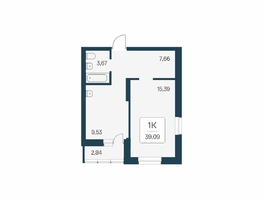 Продается 1-комнатная квартира ЖК Расцветай на Бугринской роще, 39.09 м², 5650000 рублей