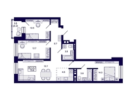 Продается 4-комнатная квартира ЖК Сподвижники, 79.8  м², 9500000 рублей