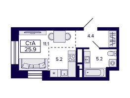 Продается Студия ЖК Citatum (Цитатум), 25.9 м², 6300000 рублей