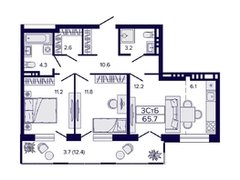 Продается 3-комнатная квартира ЖК Luna (Луна), 65.7 м², 9800000 рублей