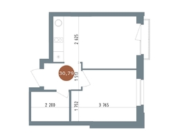 Продается 2-комнатная квартира ЖК 19/56 Кварталы Телецентра, сек 5, 30.79  м², 6410000 рублей