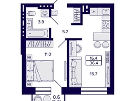 Продается 1-комнатная квартира ЖК Сподвижники, 36.4  м², 4850000 рублей
