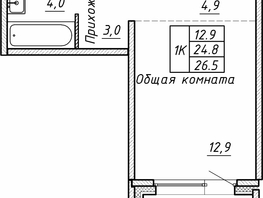 Продается 1-комнатная квартира ЖК Гренландия, Лес дом №5, 26.5 м², 3900000 рублей
