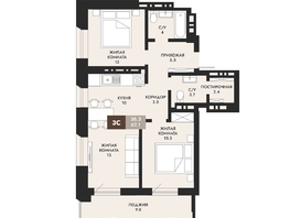 Продается 3-комнатная квартира ЖК Паскаль, секция 1, 67.1 м², 10937300 рублей