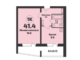 Продается 1-комнатная квартира ЖК Приозерный, дом 712 серия Life, 41.4  м², 4640100 рублей