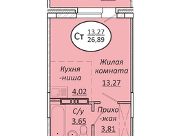 Продается Студия ЖК Пролетарский, 26.89 м², 4006610 рублей