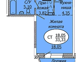 Продается Студия ЖК Комета - Октябрьский, б/с 1, 33.33 м², 4332900 рублей
