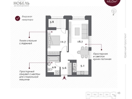 Продается 2-комнатная квартира ЖК Дом Нобель, 47.9 м², 12400000 рублей