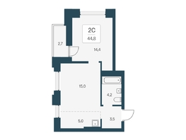 Продается 2-комнатная квартира ЖК Расцветай на Кропоткина, дом 1, 44.8 м², 8300000 рублей