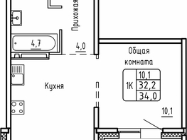 Продается 1-комнатная квартира ЖК Самоцветы, Бирюза дом 1, 34  м², 5022000 рублей