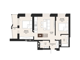 Продается 2-комнатная квартира ЖК Паскаль, секция 1, 67.6  м², 11221600 рублей